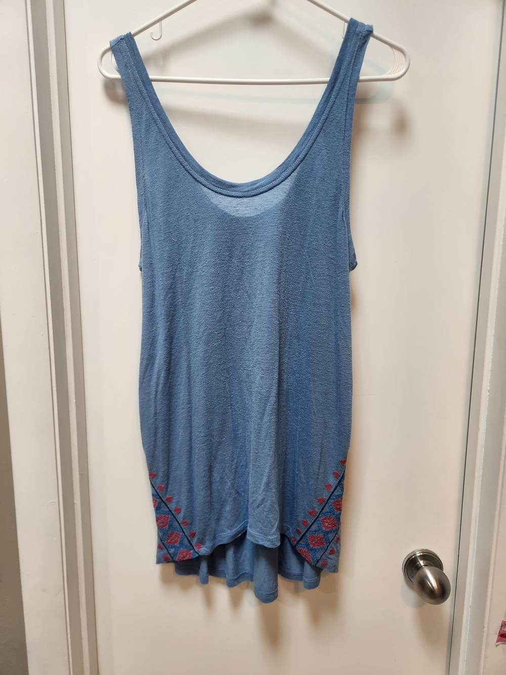 Rebecca Minkoff Blue Embroidered Scoop Neck Tank